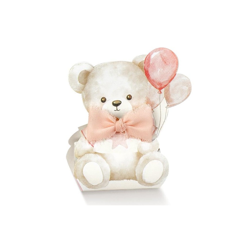 SCATOLA CARTONCINO PORTACONFETTI 60X45X110 ORSETTO ROSA